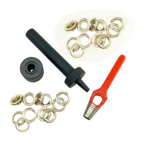 Monteringsst t. RUSTFRI sejlringe - komplet med 100 stk. RUSTFRI ringe, hugpibe, stempelst