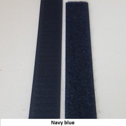 Burreb�nd / gribeb�nd - 20 mm, sort/hvid/Navy blue/Bl� (hel rulle p� 25 m)  