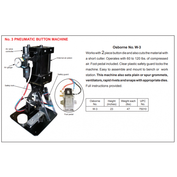 OSBORNE W-3 Trykluftmaskine / knapmaskine