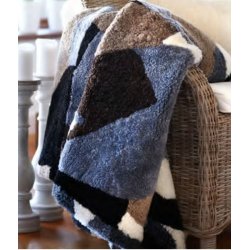 Unikt mosaik tppe af gte skind - til de kolde vinteraftener